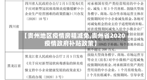 【贵州地区疫情房租减免,贵州省2020疫情政府补贴政策】-第2张图片