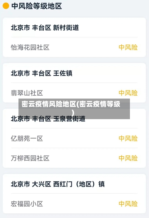 密云疫情风险地区(密云疫情等级)