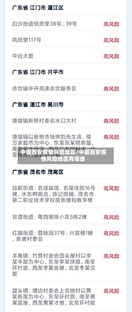 中国西安疫情风险地区/中国西安疫情风险地区有哪些