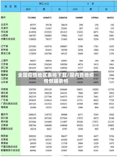 全国疫情地区表格下载/国内各地疫情数据表格