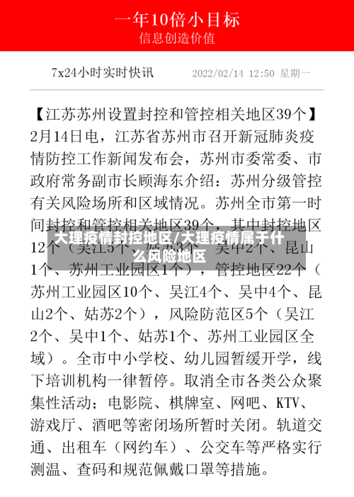 大理疫情封控地区/大理疫情属于什么风险地区