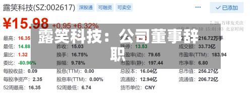 露笑科技：公司董事辞职