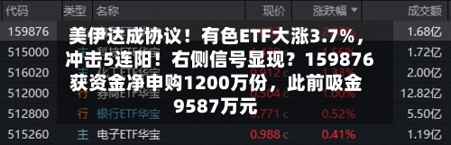 美伊达成协议！有色ETF大涨3.7%，冲击5连阳！右侧信号显现？159876获资金净申购1200万份，此前吸金9587万元-第2张图片