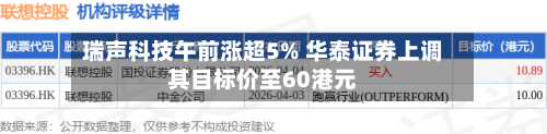 瑞声科技午前涨超5% 华泰证券上调其目标价至60港元-第2张图片