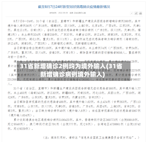 31省新增确诊2例均为境外输入(31省新增确诊病例境外输入)