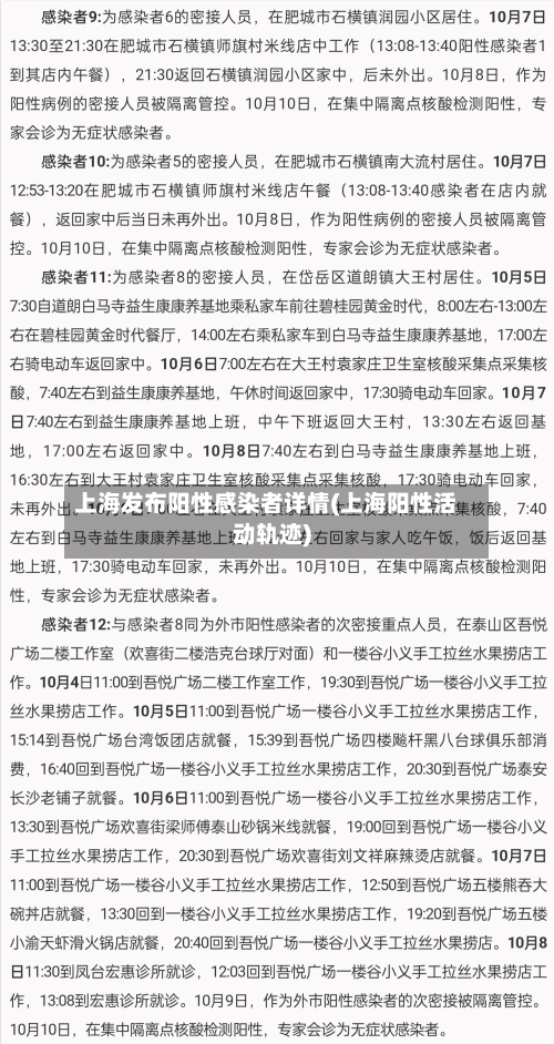 上海发布阳性感染者详情(上海阳性活动轨迹)