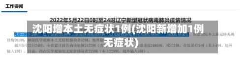 沈阳增本土无症状1例(沈阳新增加1例无症状)