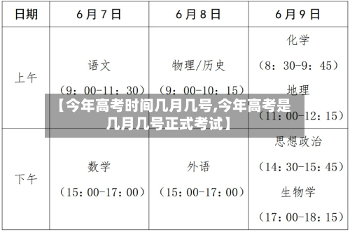 【今年高考时间几月几号,今年高考是几月几号正式考试】-第3张图片