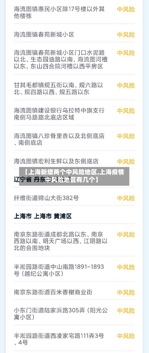 【上海新增两个中风险地区,上海疫情中风险地区有几个】