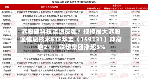 港股硬科技深蹲反弹？规模最大港股通信息技术ETF华宝（159131）冲高逾2%，联想集团涨超5%