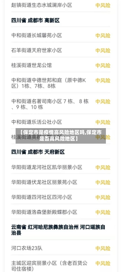 【保定市是疫情高风险地区吗,保定市是否高风险地区】