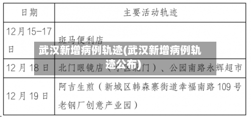 武汉新增病例轨迹(武汉新增病例轨迹公布)