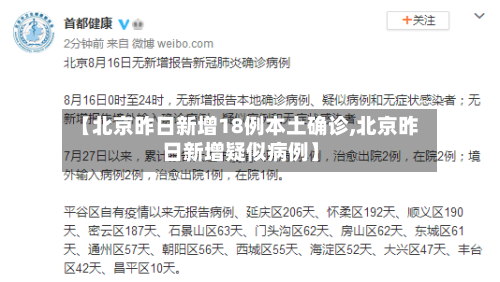 【北京昨日新增18例本土确诊,北京昨日新增疑似病例】