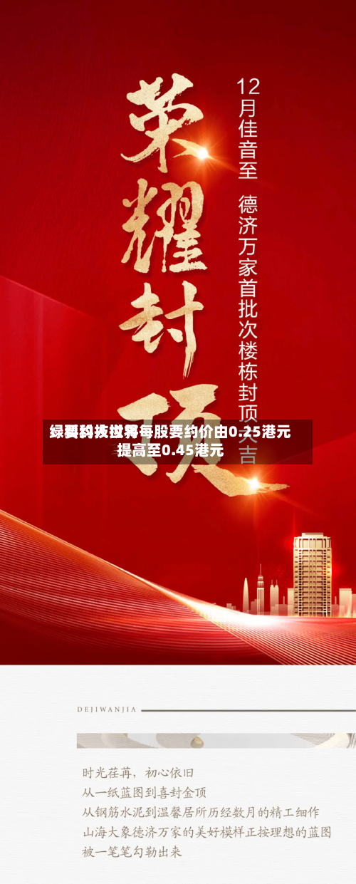 绿科科技世界：要约人拟将每股要约价由0.25港元提高至0.45港元-第1张图片