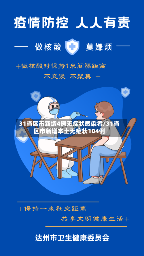 31省区市新增4例无症状感染者/31省区市新增本土无症状104例