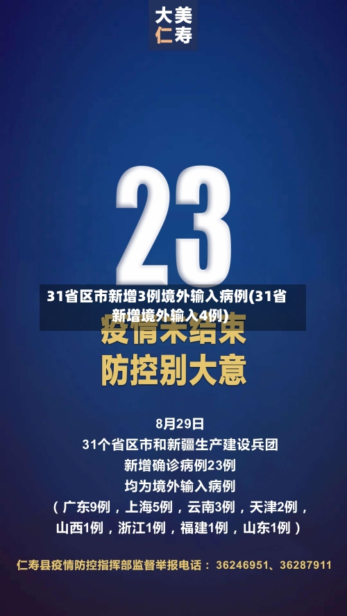 31省区市新增3例境外输入病例(31省新增境外输入4例)