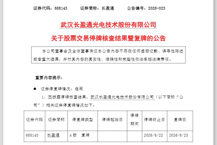 年内大涨300%！长盈通	，明起复牌